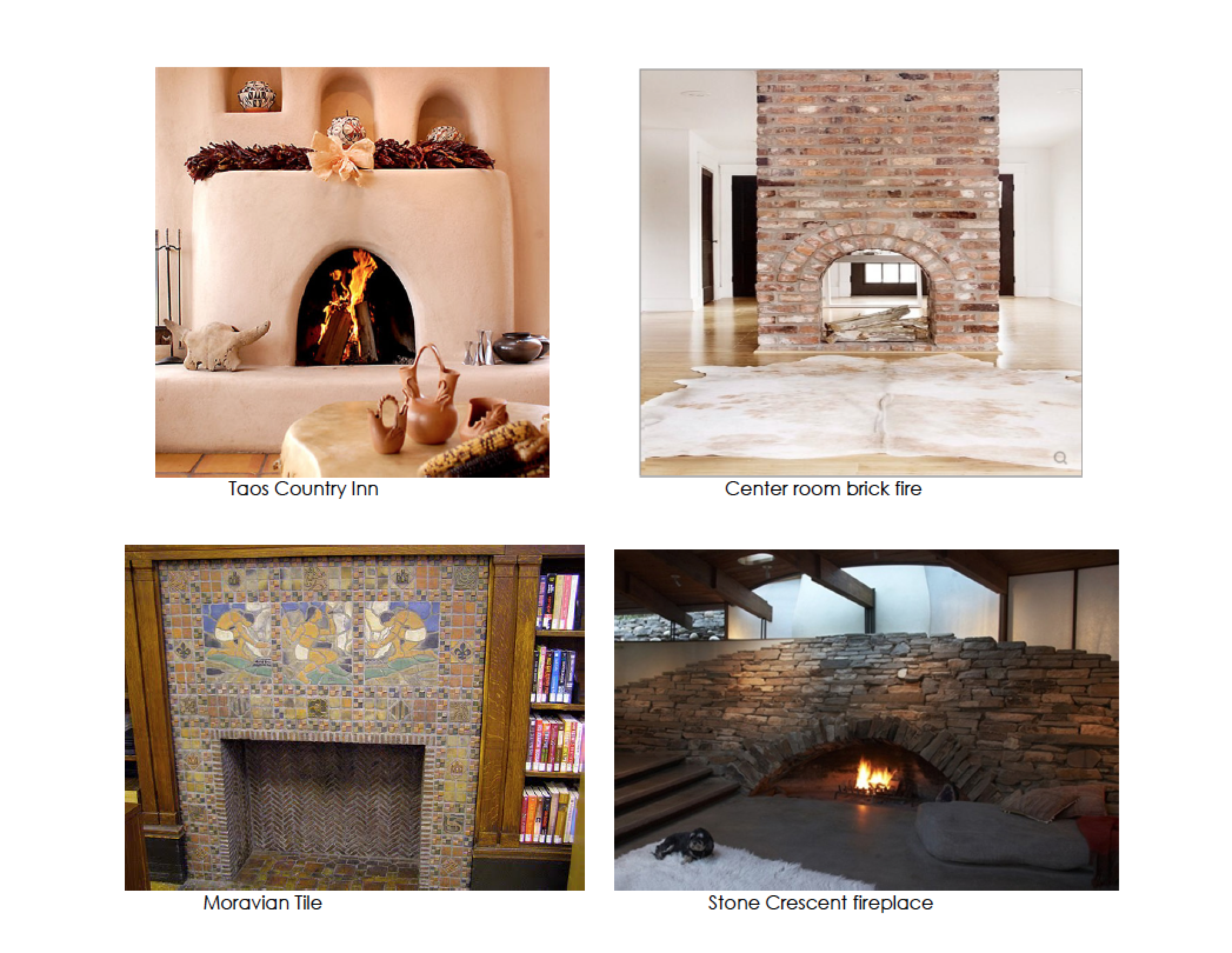 kiva, brick, ceramic fireplaces