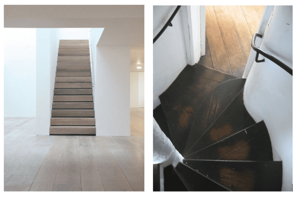 Stained wood stairs