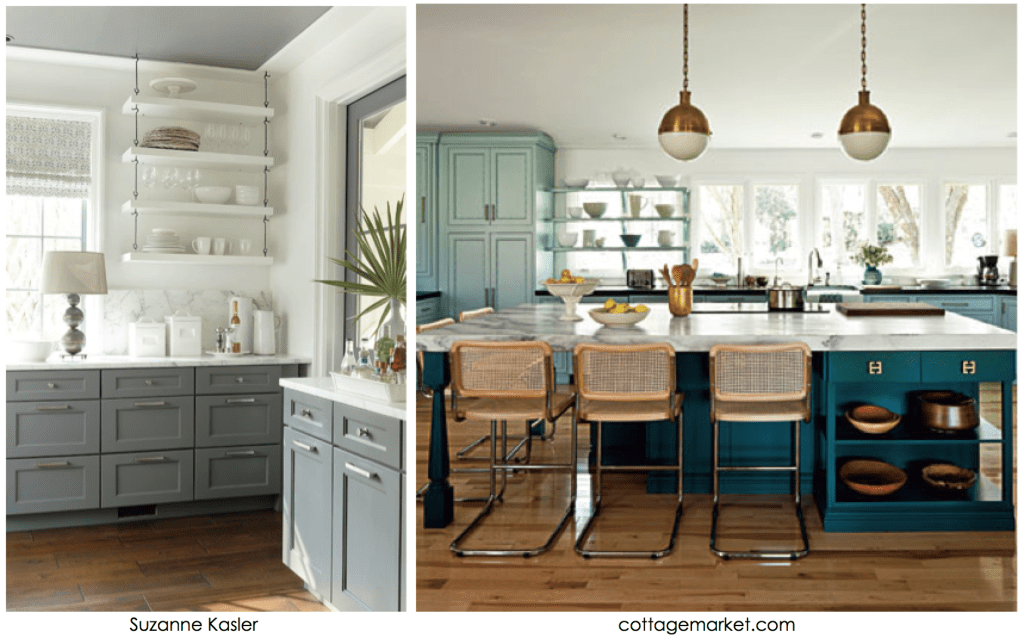 grey and teal kitchen