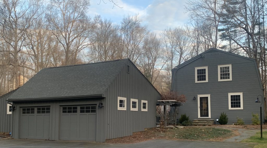 gray house and garage