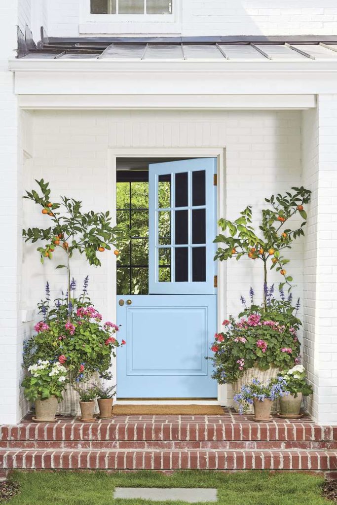 light blue front door