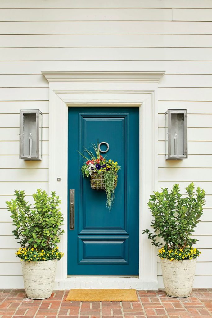 teal front door