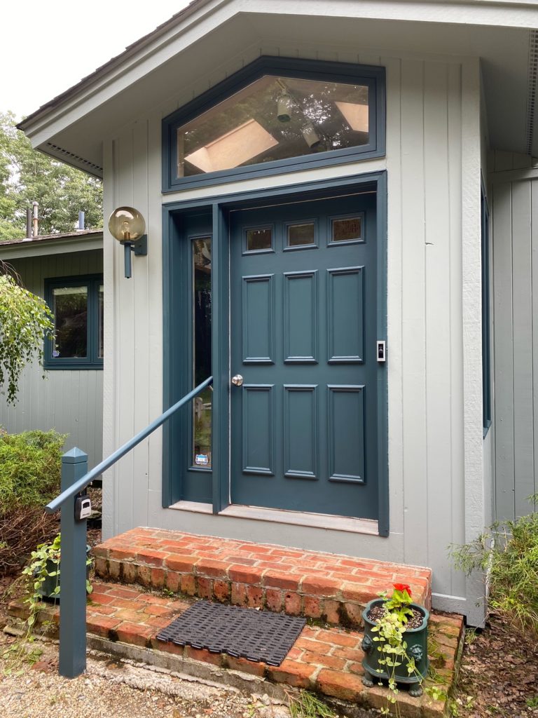 teal front door