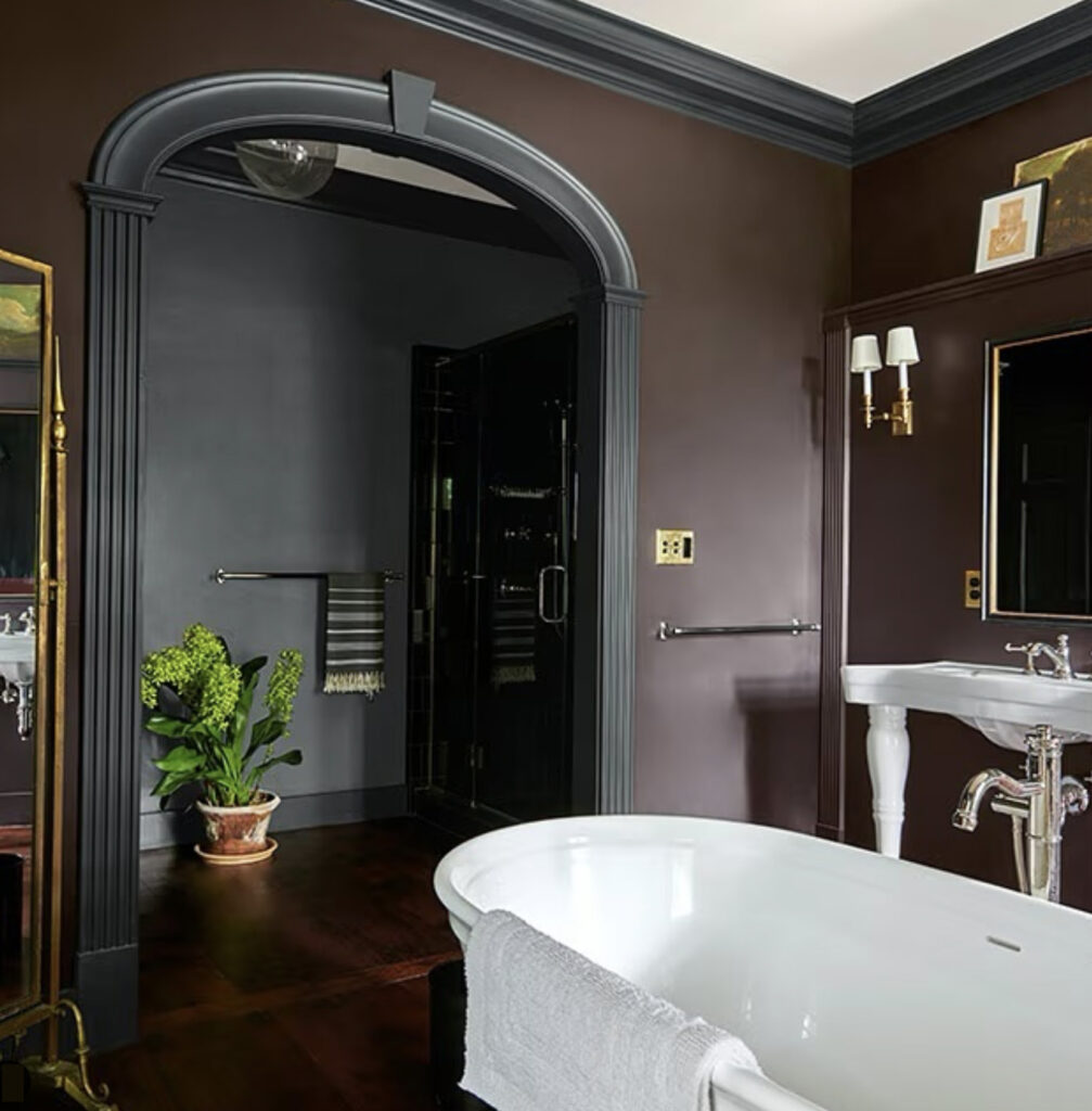 Black trim and brown walls