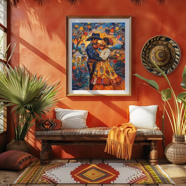 colorful rom with plants