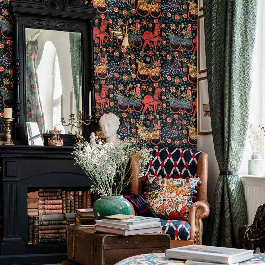 contrasting pattern curtains