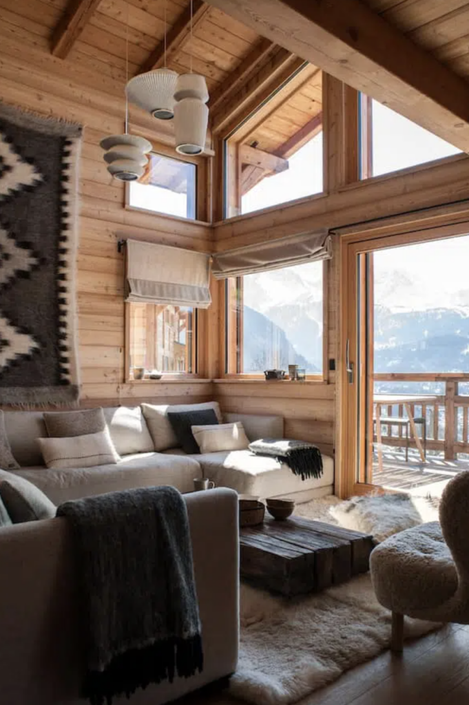 cozy natural materials in a lodge