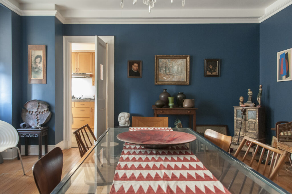 Dark blue dining room
