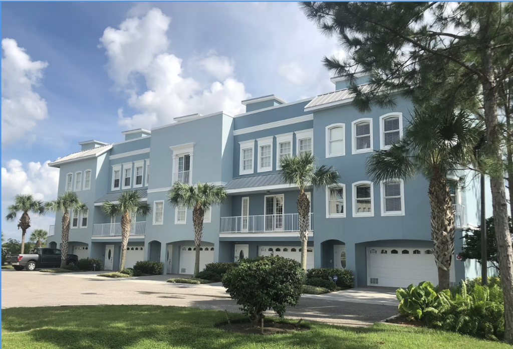 Blue townhouses in Florida